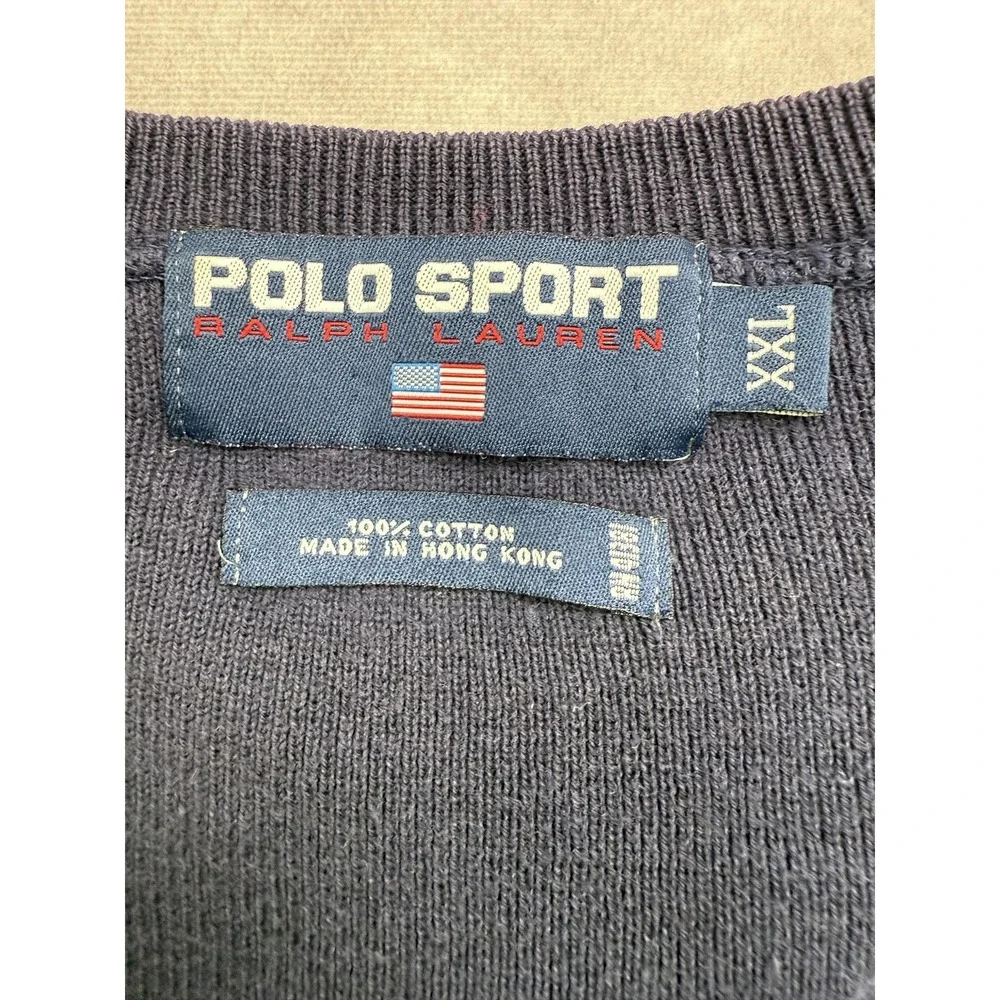 Vintage Polo Sport Ralph Lauren Sweater Vest Mens 2XL Knit USA Flag 90s‎